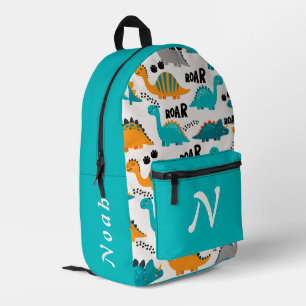 Cute Dinosaur Pattern Custom Monogram Name Kids Printed Backpack