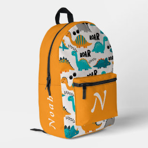 Cute Dinosaur Pattern Custom Monogram Name Kids Printed Backpack