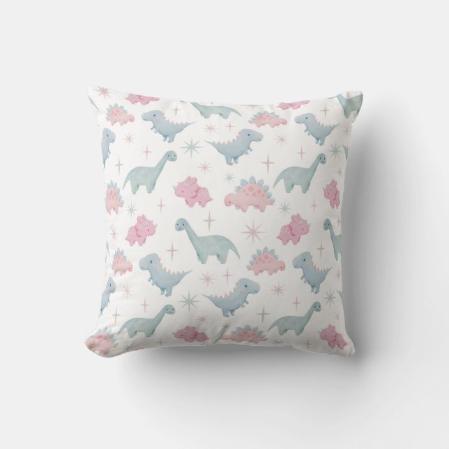 Cute Dinosaur Pattern Girls Nursery Room Cushion (Front)