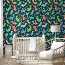 Cute Dinosaur Pattern Kids Room Nursery Wallpaper