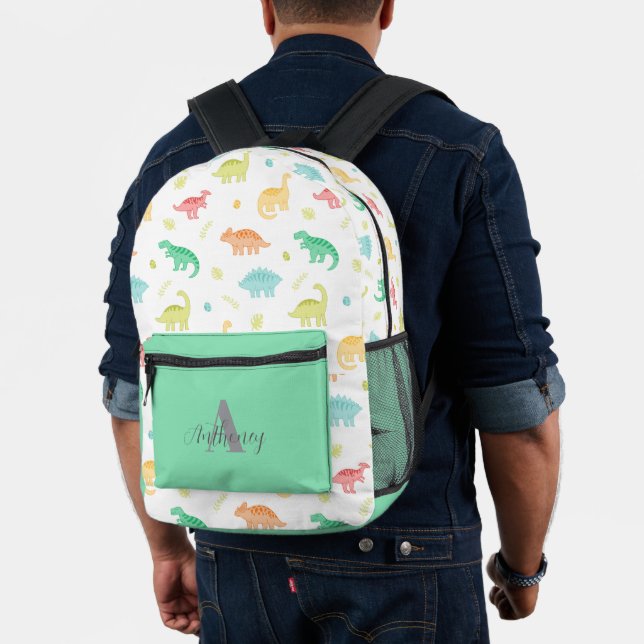 Cute Dinosaur Pattern Monogram Name   Printed Backpack (Insitu (Model))
