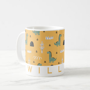 Cute Dinosaur Pattern Mug   Personalised Kids Gift
