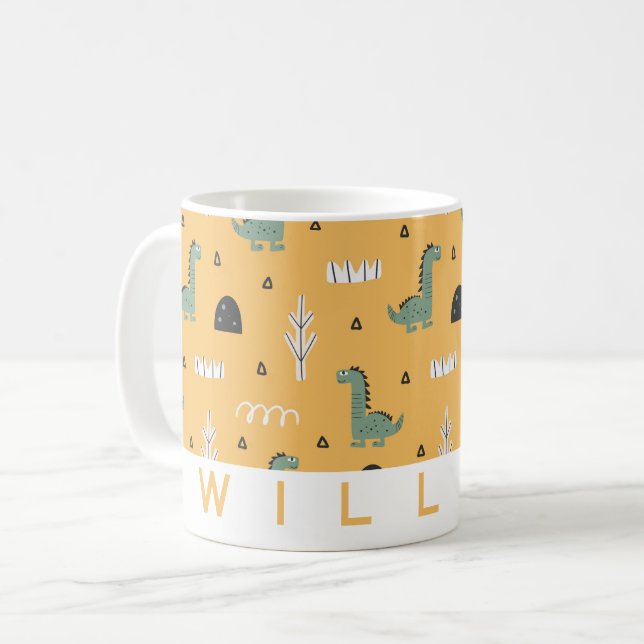Cute Dinosaur Pattern Mug | Personalised Kids Gift (Front Left)
