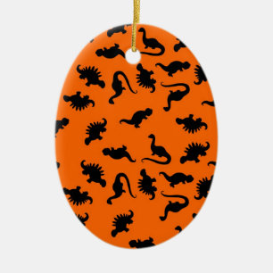 Cute Dinosaur Pattern on Orange Ceramic Tree Decoration