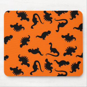 Cute Dinosaur Pattern on Orange Mouse Mat