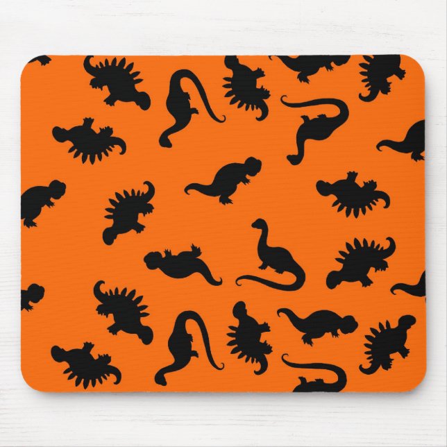 Cute Dinosaur Pattern on Orange Mouse Mat (Front)
