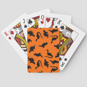 Cute Dinosaur Pattern on Orange Playing Cards