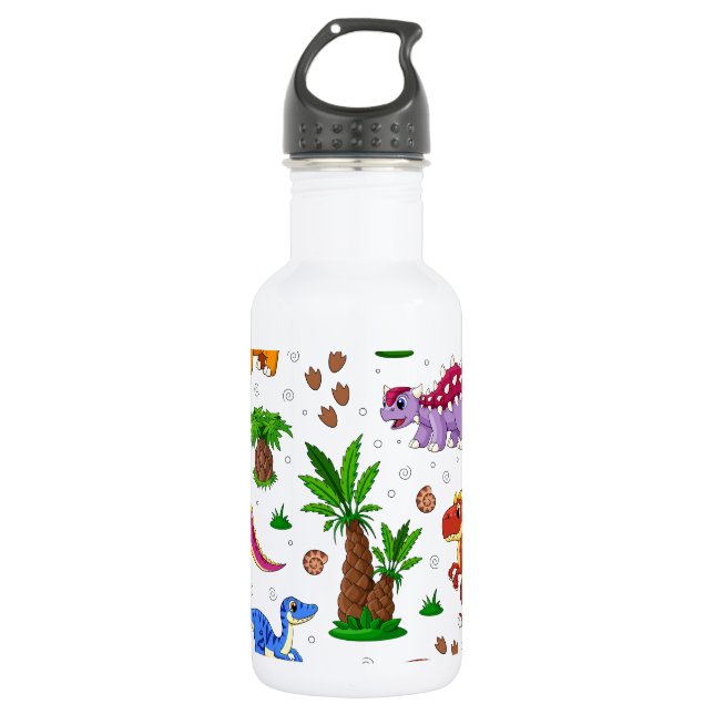Cute Dinosaur Pattern Personalised Kids 532 Ml Water Bottle (Front)