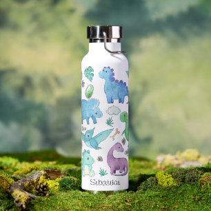 Cute Dinosaur Pattern Personalised Kids Water Bottle