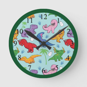 Cute Dinosaur Pattern Round Clock