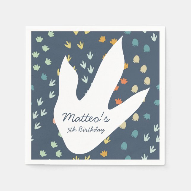 Cute Dinosaur Personalised Birthday Napkins (Front)