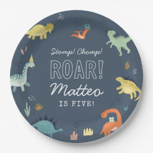 Cute Dinosaur Personalised Birthday Plates