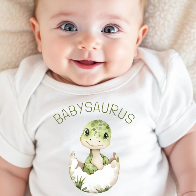 Cute Dinosaur Personalised Dino Babysaurus  Baby Bodysuit (Creator Uploaded)