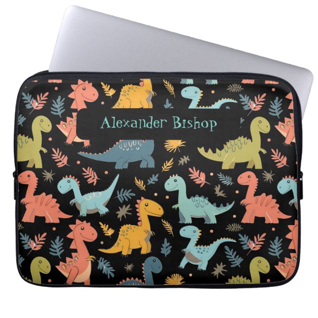 Cute Dinosaur Personalised Laptop Sleeve (Front)