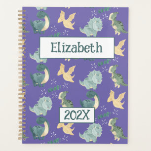 Cute Dinosaur Personalised Light Purple 2024 Planner