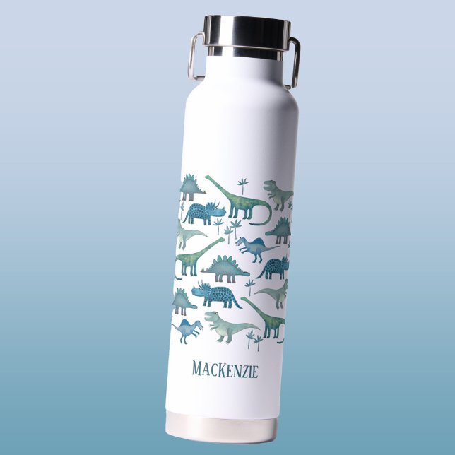 Cute Dinosaur Personalised Water Bottle (Dinosaur personalized water bottle)