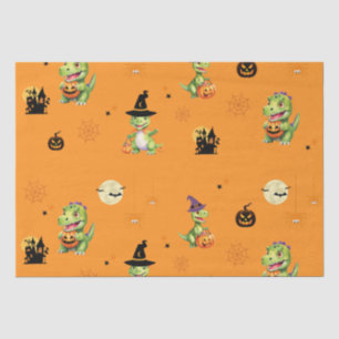 Cute Dinosaur play pumpkin trick o treat halloween Tissue Paper
