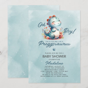 Cute Dinosaur Preggosaurus Baby Shower Invitation