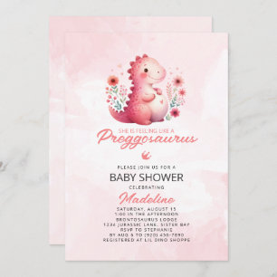 Cute Dinosaur Preggosaurus Baby Shower Invitation