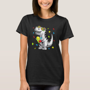 Cute Dinosaur Puzzle Piece Toddler Kids Boy Autism T-Shirt