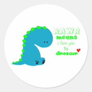 Cute Dinosaur RAWR Classic Round Sticker