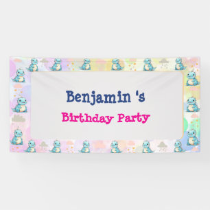 Cute Dinosaur roar Boy Happy birthday party Banner