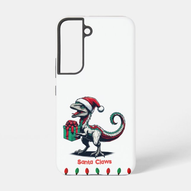 Cute Dinosaur Santa Hat Phone Case (Back)