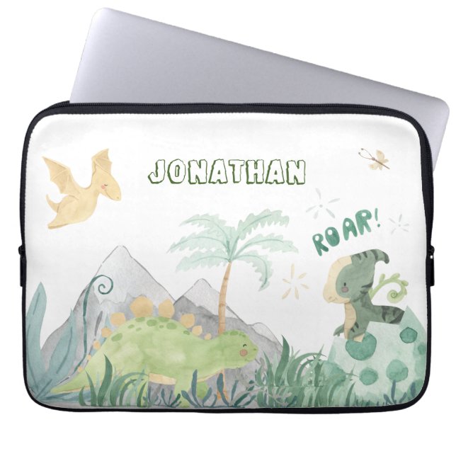 Cute Dinosaur School Laptop Sleeve (Front)