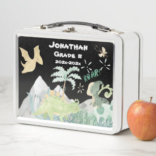 Cute Dinosaur School Metal Lunch Box