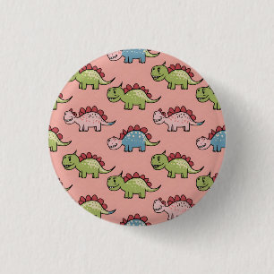 Cute dinosaur seamless pattern 3 cm round badge