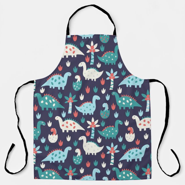 Cute dinosaur seamless pattern apron (Front)