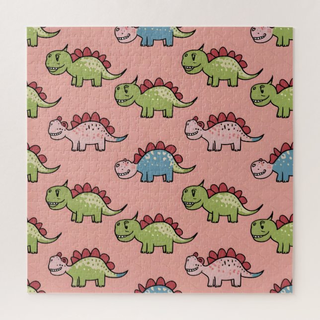 Cute dinosaur seamless pattern jigsaw puzzle (Vertical)