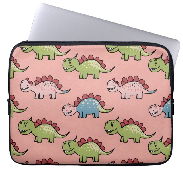 Cute dinosaur seamless pattern laptop sleeve (Front)