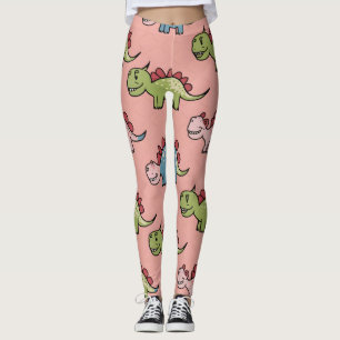 Cute dinosaur seamless pattern leggings