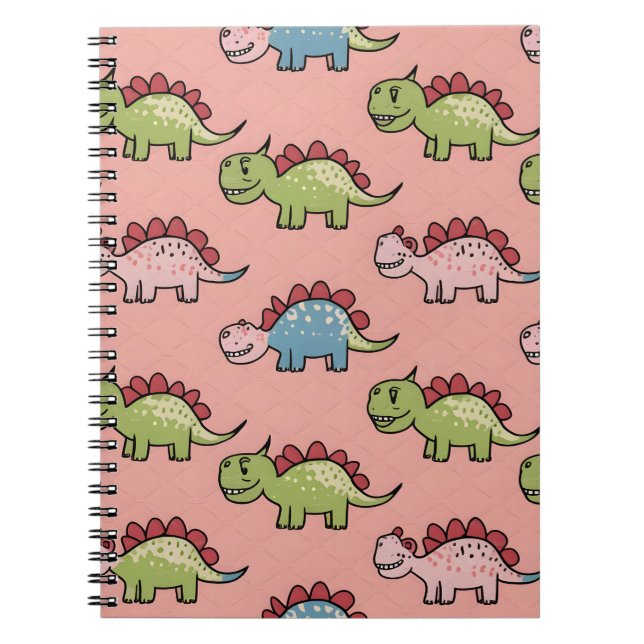 Cute dinosaur seamless pattern notebook (Front)