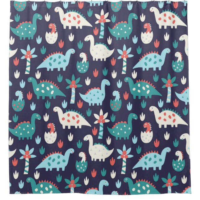 Cute dinosaur seamless pattern shower curtain (Front)