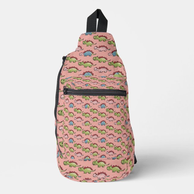 Cute dinosaur seamless pattern sling bag (Front)
