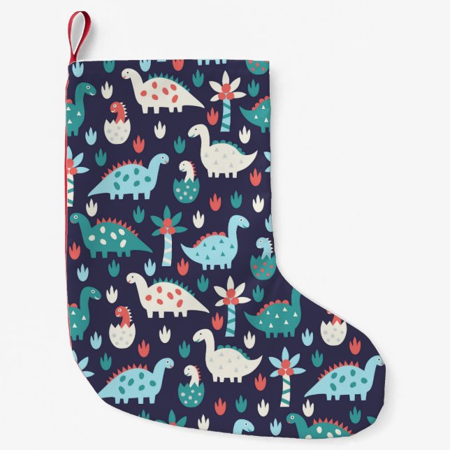Cute dinosaur seamless pattern small christmas stocking (Front)