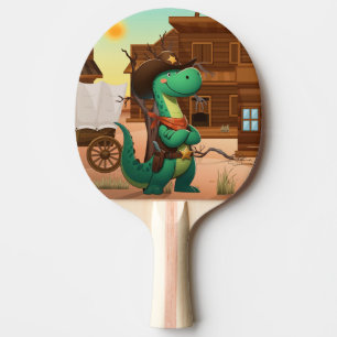 Cute dinosaur sheriff/cowboy ping pong paddle