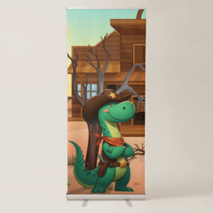Cute dinosaur sheriff/cowboy  retractable banner