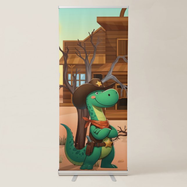 Cute dinosaur sheriff/cowboy  retractable banner (Front)