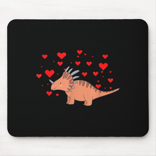 Cute Dinosaur Shirt For Valentines Day _ Tricerato Mouse Mat (Front)