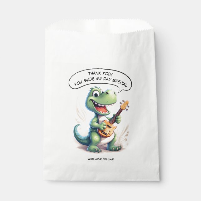 Cute Dinosaur Singing | Dino Music Kids Birthday Favour Bags (Front)