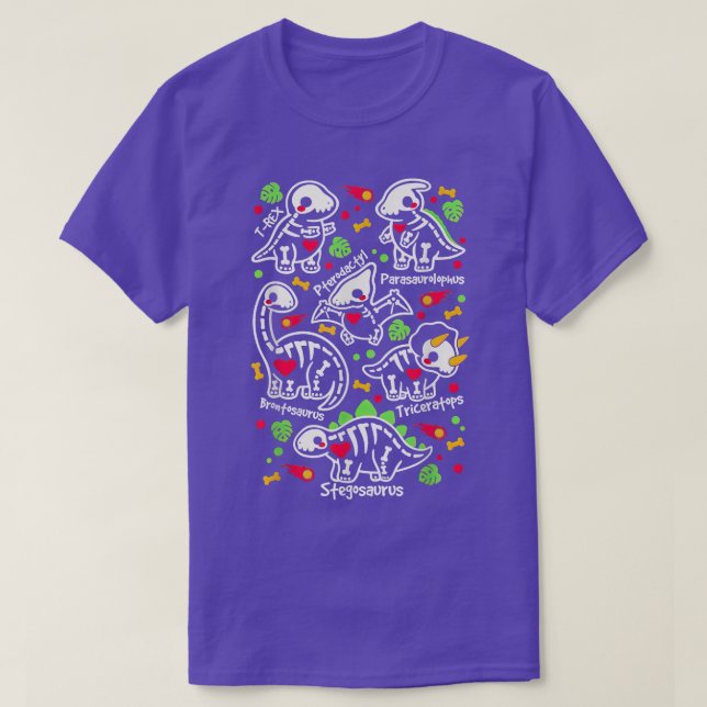 Cute Dinosaur Skeletons  T-Shirt (Design Front)