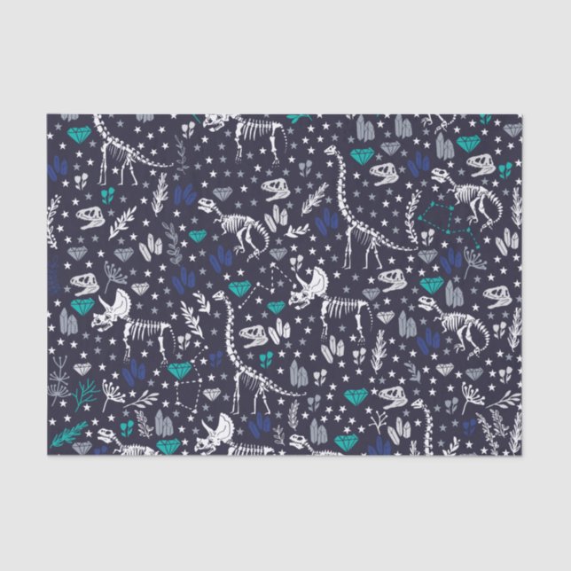 Cute Dinosaur Skeletons Tissue Paper (Front)