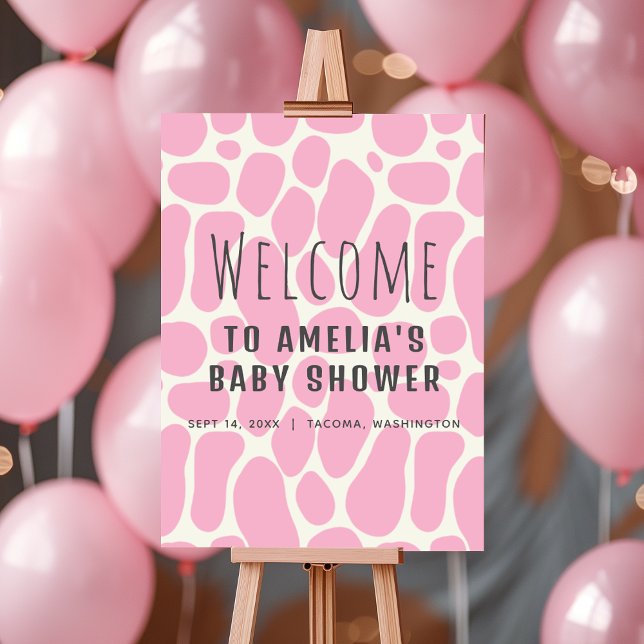 Cute Dinosaur Spots Girl Baby Welcome Sign (Creator Uploaded)