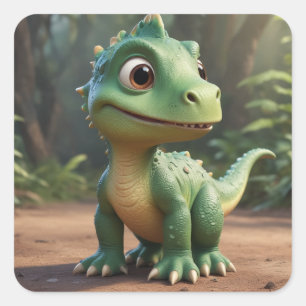 Cute Dinosaur Square Sticker