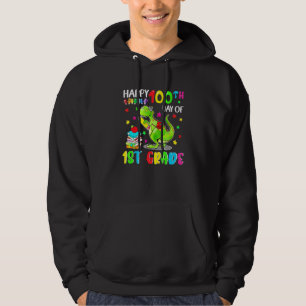 Cute Dinosaur T Rex 100 Days Of 1st Grade Students Hoodie