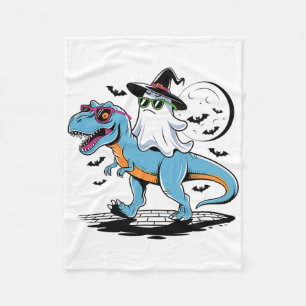 Cute Dinosaur T Rex And Ghost For Halloween And Th Fleece Blanket