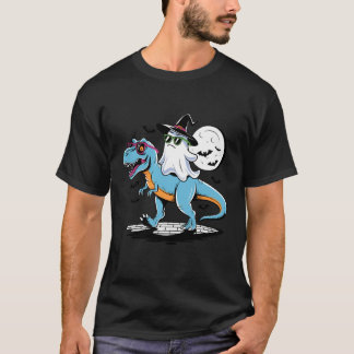 Cute Dinosaur T rex and Ghost for Halloween T-Shirt